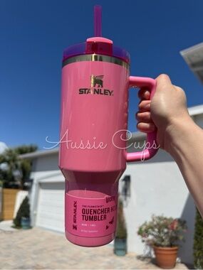 Glinda Wicked Stanley Pink 40 oz Quencher Tumbler with Straw, small flaw 2024